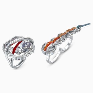 Zestaw pierścionków Spectrum Shine, czerwone, powlekane rodem