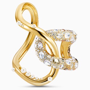 Bransoleta w formie mankietu Sculptured Shells, biała, różnobarwne metale