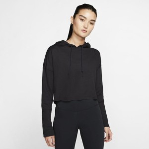 Damska skrócona bluza z kapturem Nike Yoga Luxe - Czerń