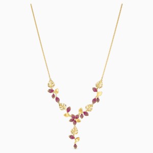 Naszyjnik Tropical Flower w kształcie litery Y, różowy, powłoka w odcieniu złota