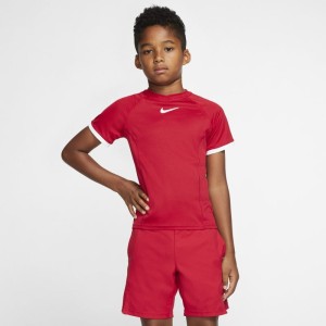 Koszulka do tenisa z krótkim rękawem dla dużych dzieci (chłopców) NikeCourt Dri-FIT - Czerwony