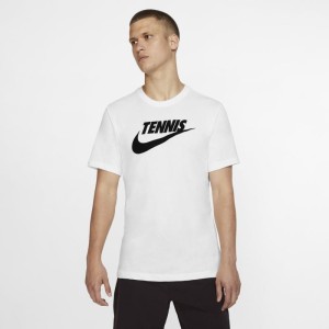 Męski T-shirt do tenisa z nadrukiem NikeCourt Dri-FIT - Biel