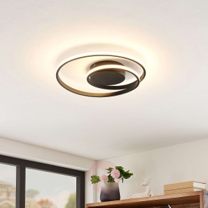 Lindby Kyron lampa sufitowa LED, czarna matowa