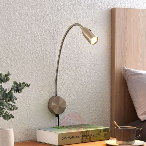 Lindby Ammara lampa ścienna LED, nikiel satynowany