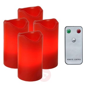 Zestaw 4-szt. – świece LED Candle, pilot, czerwone