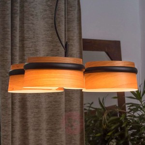 Ściemniana lampa wisząca LED Loop wygląd drewna