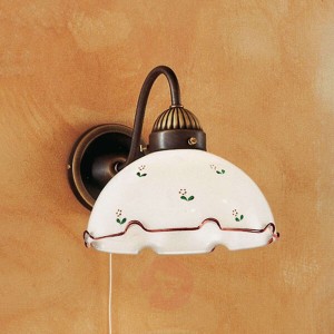 Rustykalna lampa ścienna Nonna biało-niebieska