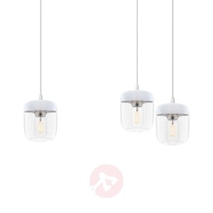 3-punktowa lampa wisząca Acorn, biała i stalowa