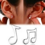 Kolczyki nutki - asymetryczne - kolor srebrny