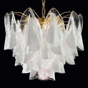 Szklana lampa wisząca Rondini, złoto 24-karatowe