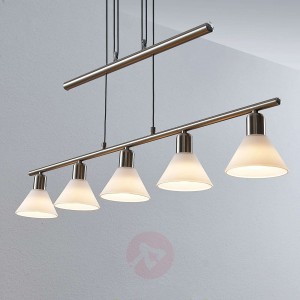 Lampa wisząca Delira, regulacja, 5-pkt. nikiel