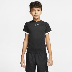 Koszulka do tenisa z krótkim rękawem dla dużych dzieci (chłopców) NikeCourt Dri-FIT - Czerń