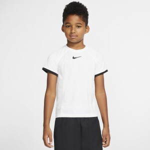 Koszulka do tenisa z krótkim rękawem dla dużych dzieci (chłopców) NikeCourt Dri-FIT - Biel