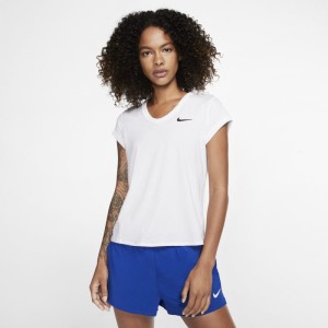 Damska koszulka z krótkim rękawem do tenisa NikeCourt Dri-FIT - Biel