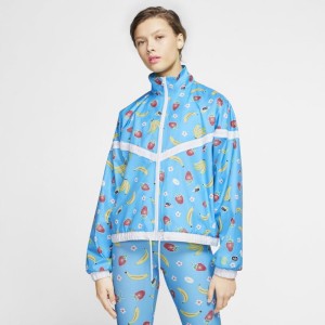 Damska kurtka z tkaniny z nadrukiem Nike Sportswear - Niebieski