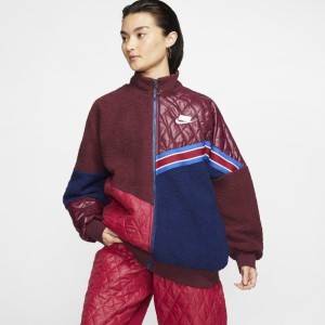 Damska bluza dresowa z dzianiny typu baranek z zamkiem na całej długości Nike Sportswear Nike Sports Pack - Fiolet