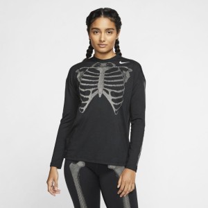 Damska koszulka Skeleton z długim rękawem Nike - Czerń