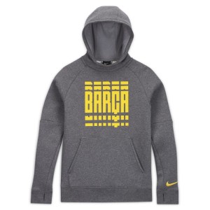 Dzianinowa bluza piłkarska z kapturem dla dużych dzieci FC Barcelona - Szary