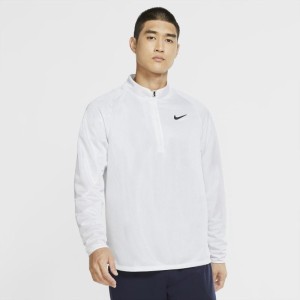 Męska koszulka do tenisa z długim rękawem i zamkiem 1/2 NikeCourt Challenger - Biel