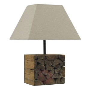 Lampa stołowa Camino z drewna i tkaniny, 40 cm