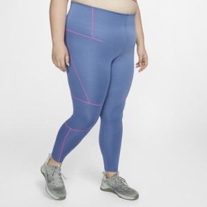 Damskie legginsy treningowe Nike (duże rozmiary) - Niebieski