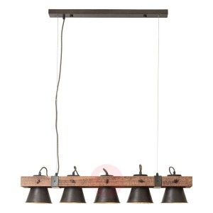 Lampa wisząca Plow 5-punktowa czarna/ciemne drewno
