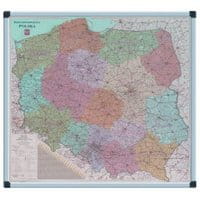 Mapa Polski VITTORIA 1641 suchościeralno-magnetyczna 90x100cm w ramie aluminiowej