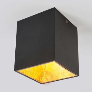 Sześcienna lampa sufitowa LED Juma, czarno-złota