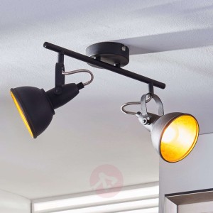 Dwupunktowa lampa sufitowa Julin, czarno-złota