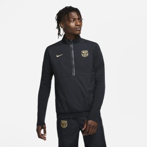 Męska bluza dresowa z tkaniny z zamkiem 1/2 FC Barcelona - Czerń