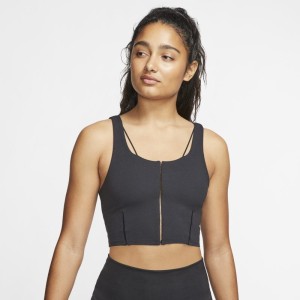 Damska krótka koszulka bez rękawów Infinalon Nike Yoga Luxe - Czerń
