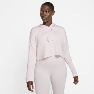 Damska skrócona bluza z kapturem Nike Yoga Luxe - Różowy