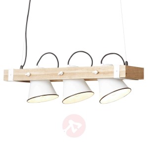 Lampa wisząca Plow 3-pkt. biała jasne drewno
