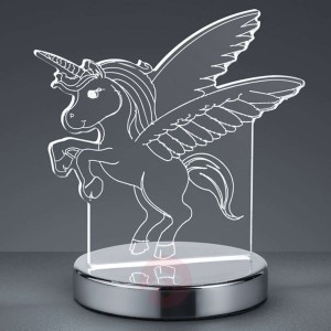 Lampa stołowa Karo, hologram 3D, motyw jednorożca