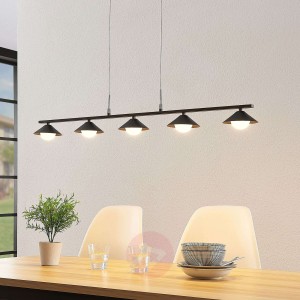 Lucande lampa wisząca LED Kianos, czarna, 5-pkt.