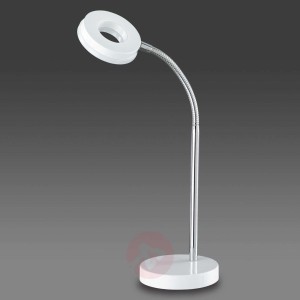 Lśniąco biała lampa stołowa LED RENNES