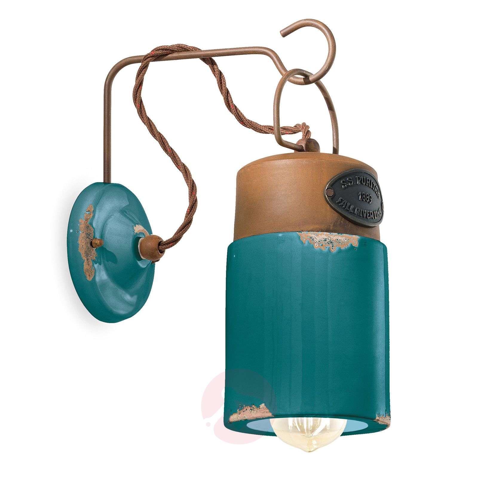 Lampa ścienna C1621, ceramika i metal, zielona