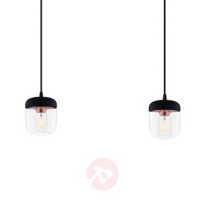 Lampa wisząca Acorn, 2-punktowa, czerń i miedź