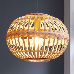Lampa wisząca Amsfield z bambusa, owalny kształt