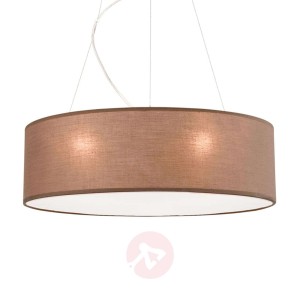 Brązowa lampa wisząca Ufo z lnianym kloszem