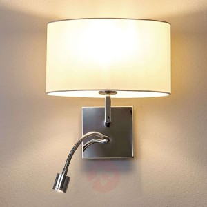 Biała materiałowa lampa ścienna KARLA