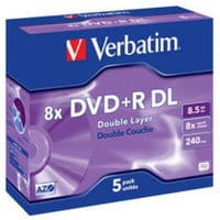 Płyta DVD+R VERBATIM Double Layer 8,5GB/240min jewel case 5szt.