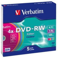 Płyta DVD-RW VERBATIM 4,7GB/120min slim 5szt.