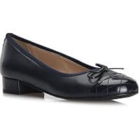 Buty damskie - Baleriny na obcasiku z kokardką