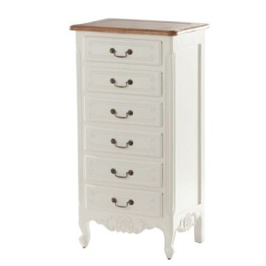 Komoda Dorothee 6 szuflad, white&natural