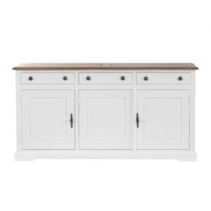 Komoda Aston 3 szuflady + 3 drzwi, white&natural 155x45x80cm