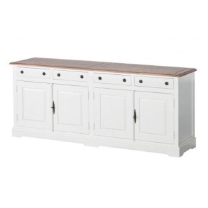 Komoda Aston 4 drzwi + 4 szuflady, white&natural 190x48x80cm