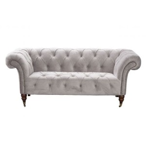 Sofa Chesterfield Glamour Velvet Light Grey 2-os.