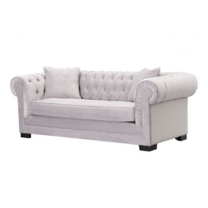 Sofa Chesterfield Classic Velvet Light Grey 3-os.