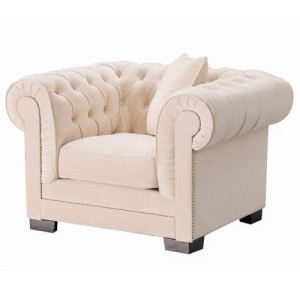 Fotel Chesterfield Classic Velvet Cream 118x96x77cm